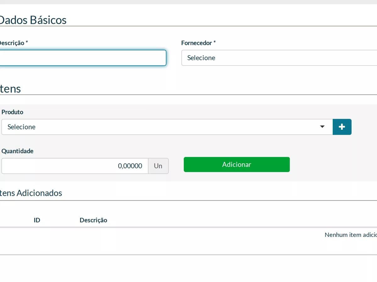 Solicitação de pedido no Plantae